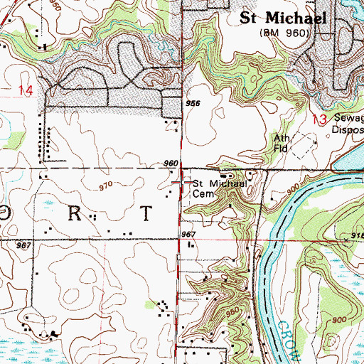 Topographic Map of Saint Michael Cemetery, MN