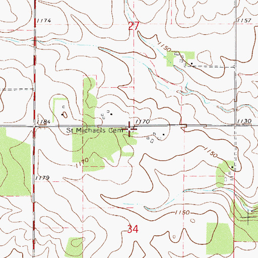 Topographic Map of Saint Michaels Cemetery, MN