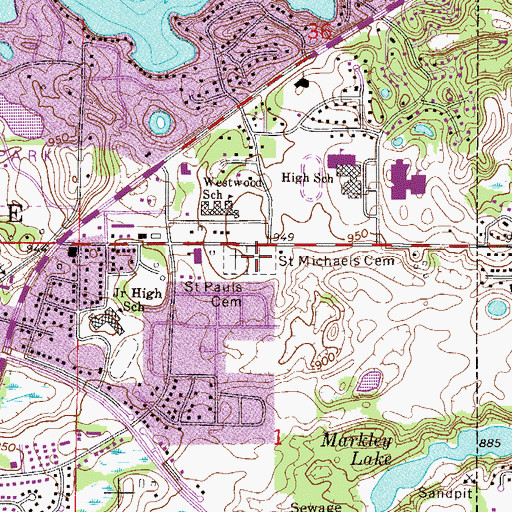 Topographic Map of Saint Michaels Cemetery, MN