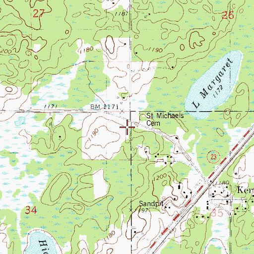 Topographic Map of Saint Michaels Cemetery, MN
