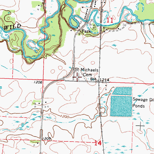 Topographic Map of Saint Michaels Cemetery, MN