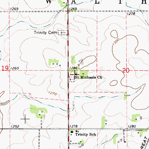 Topographic Map of Saint Michaels Church, MN
