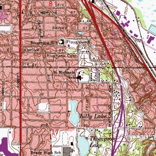 Topographic Map of Saint Michaels School, MN