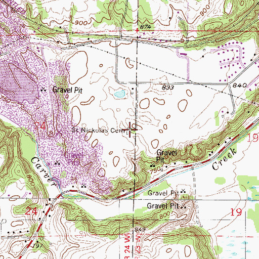 Topographic Map of Saint Nicholas Cemetery, MN