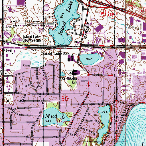 Topographic Map of Saint Odilia School, MN