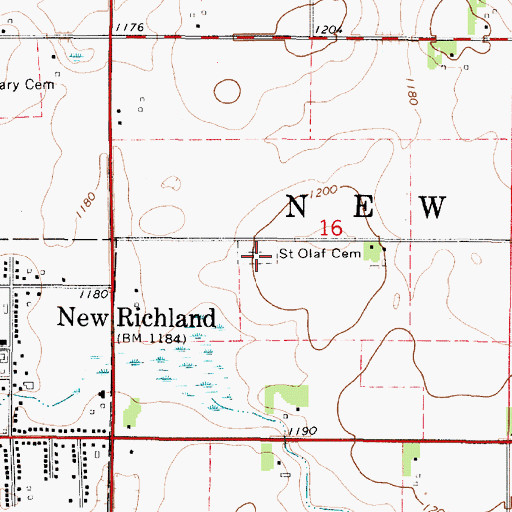 Topographic Map of Saint Olaf Cemetery, MN