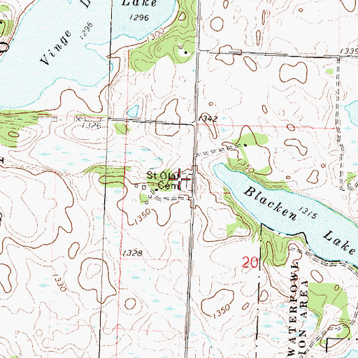 Topographic Map of Saint Olaf Cemetery, MN