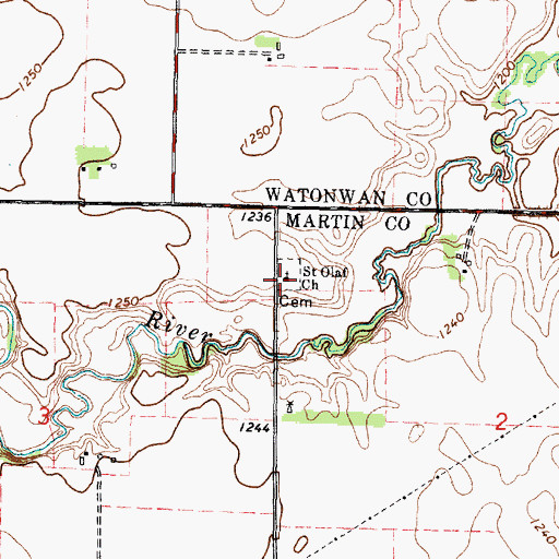 Topographic Map of Saint Olaf Church, MN