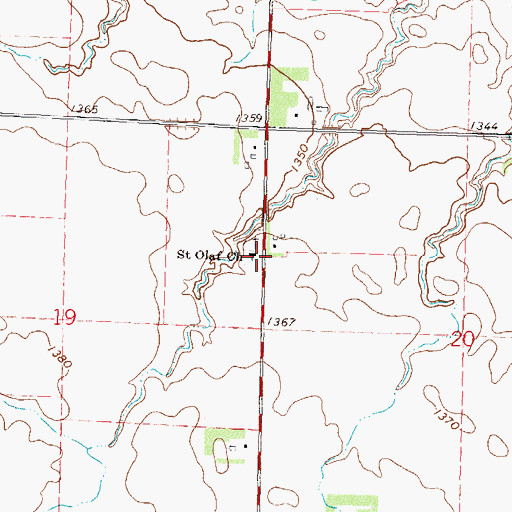 Topographic Map of Saint Olaf Church, MN
