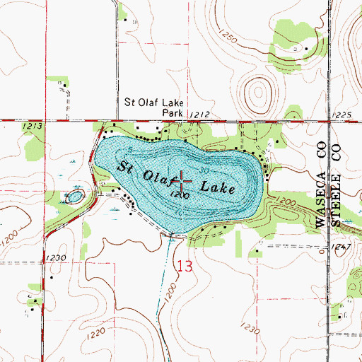 Topographic Map of Saint Olaf Lake, MN