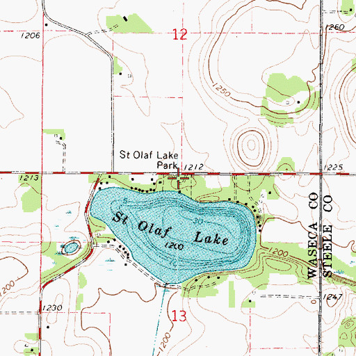 Topographic Map of Saint Olaf Lake Park, MN