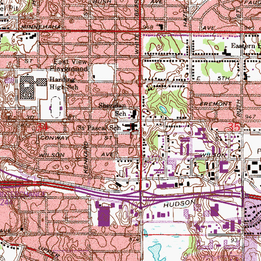 Topographic Map of Saint Pascal School, MN
