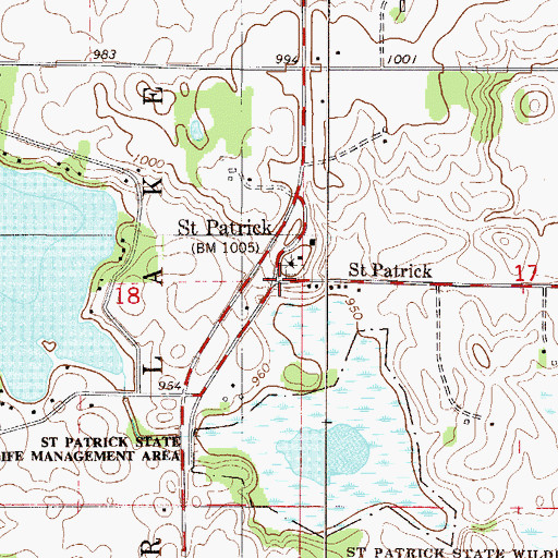 Topographic Map of Saint Patrick, MN