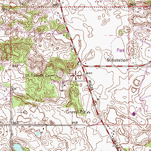 Topographic Map of Saint Patrick Cemetery, MN