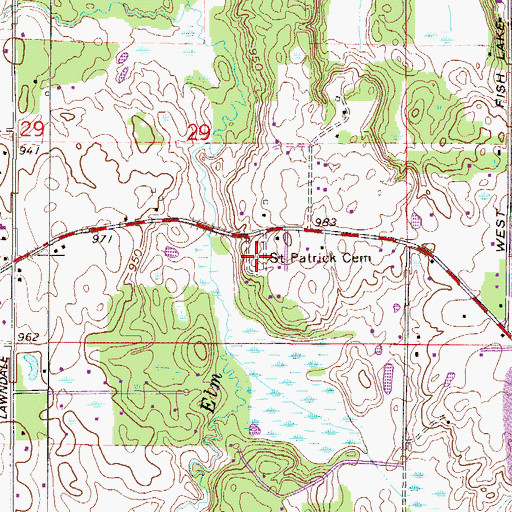Topographic Map of Saint Patrick Cemetery, MN