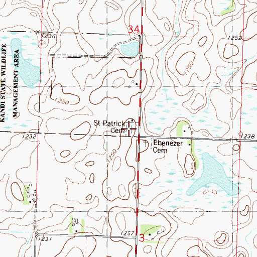 Topographic Map of Saint Patrick Cemetery, MN