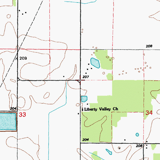 Topographic Map of Liberty Valley, AR