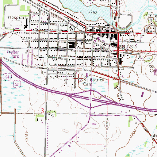 Topographic Map of Saint Patrick Cemetery, MN