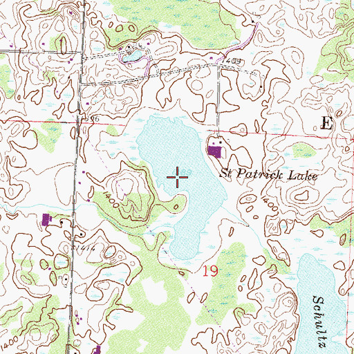 Topographic Map of Saint Patrick Lake, MN