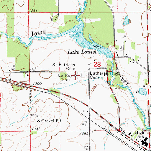 Topographic Map of Saint Patricks Cemetery, MN