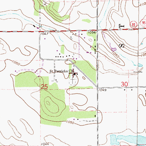 Topographic Map of Saint Patricks Church, MN