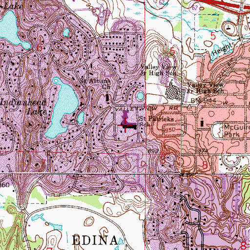 Topographic Map of Saint Patricks School, MN