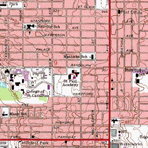 Topographic Map of Saint Paul Academy, MN