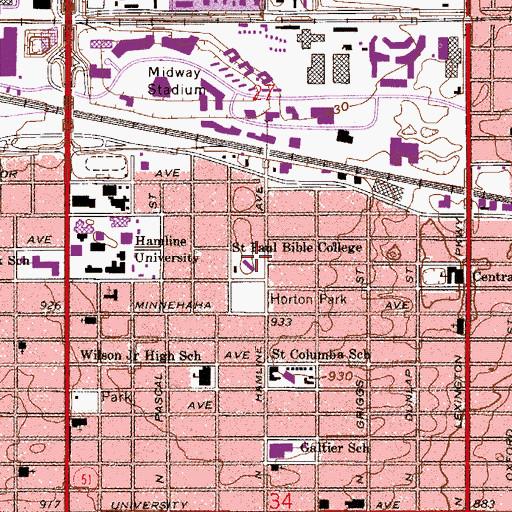 Topographic Map of Saint Paul Bible College (historical), MN