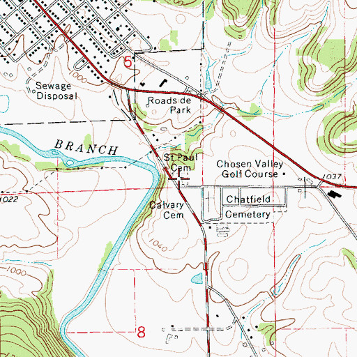 Topographic Map of Saint Paul Cemetery, MN