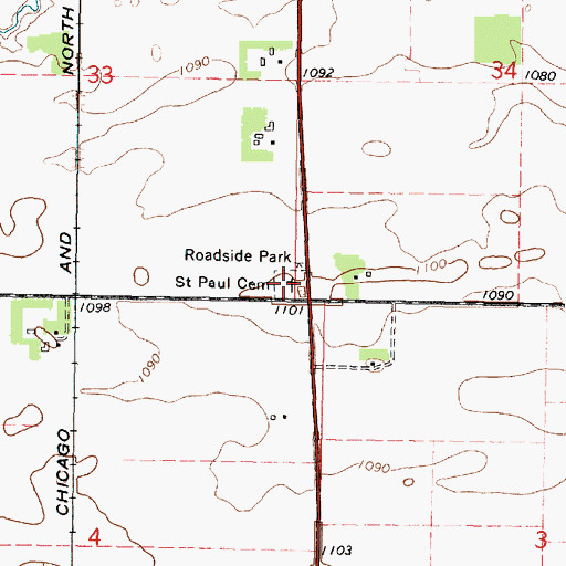 Topographic Map of Saint Paul Cemetery, MN
