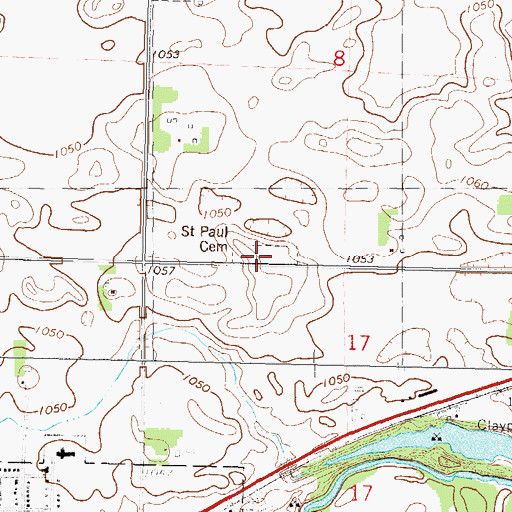 Topographic Map of Saint Paul Cemetery, MN