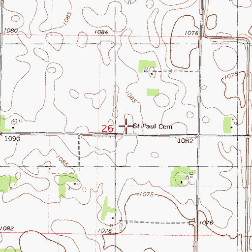 Topographic Map of Saint Paul Cemetery, MN