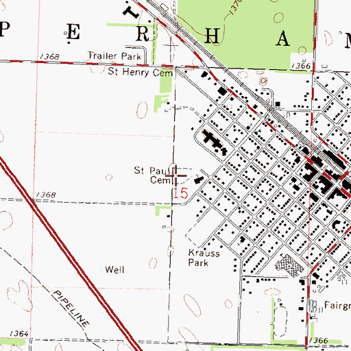 Topographic Map of Saint Paul Cemetery, MN