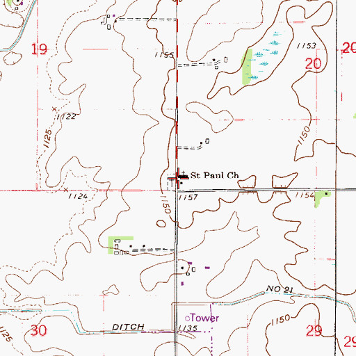 Topographic Map of Saint Paul Church, MN
