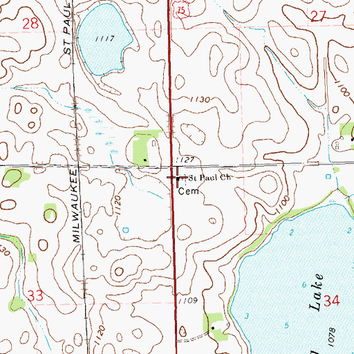 Topographic Map of Saint Pauli Norwegian Evangelical Lutheran Church, MN
