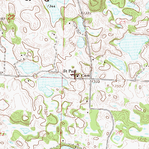Topographic Map of Saint Paul Church, MN
