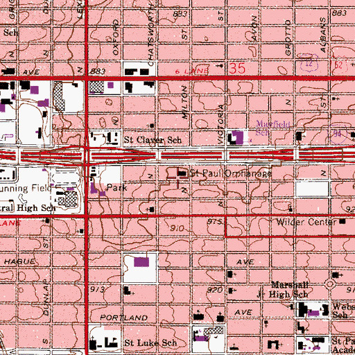 Topographic Map of Saint Paul Orphange, MN