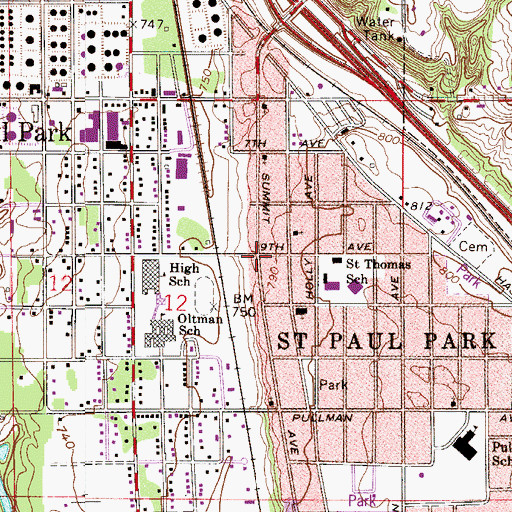 Topographic Map of Saint Paul Park, MN