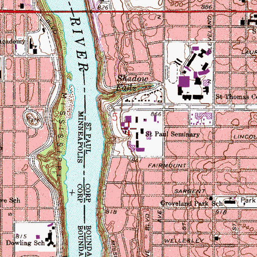 Topographic Map of Saint Paul Seminary, MN