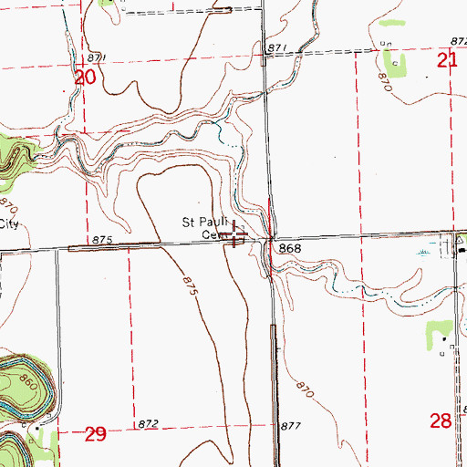 Topographic Map of Saint Pauli Cemetery, MN