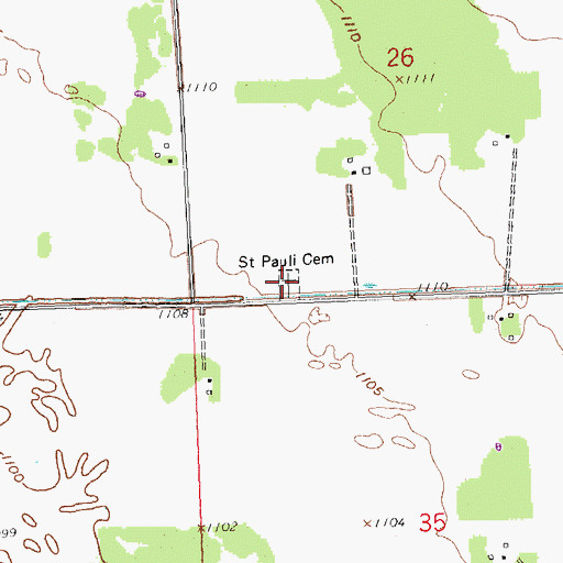 Topographic Map of Saint Pauli Cemetery, MN