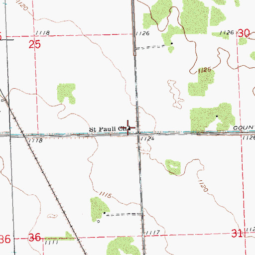 Topographic Map of Saint Pauli Church, MN