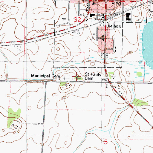 Topographic Map of Saint Pauls Cemetery, MN
