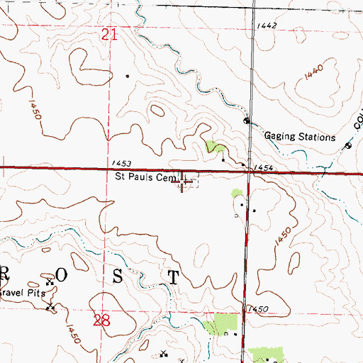 Topographic Map of Saint Pauls Cemetery, MN