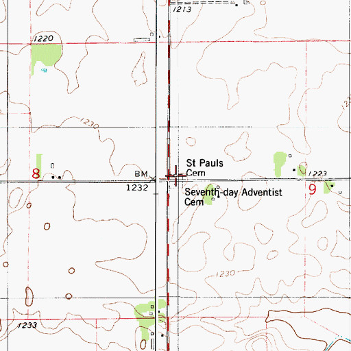 Topographic Map of Saint Pauls Cemetery, MN