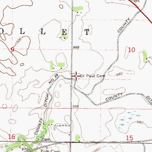Topographic Map of Saint Pauls Cemetery, MN