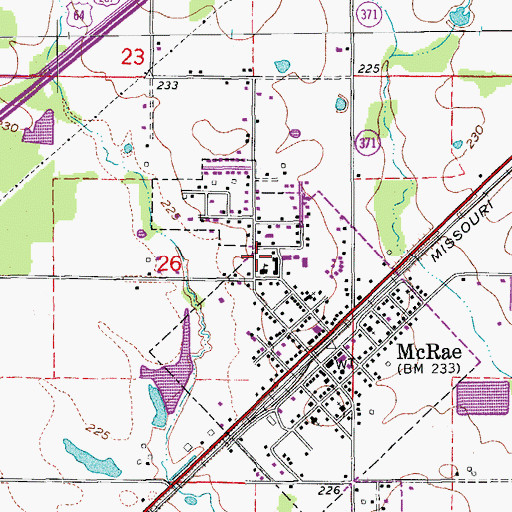 Topographic Map of McRae Elementary School, AR