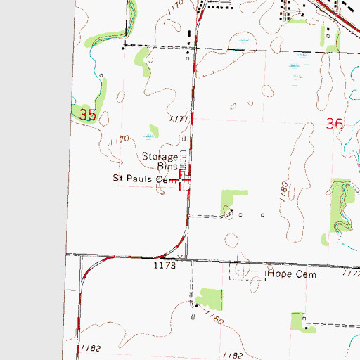 Topographic Map of Saint Pauls Cemetery, MN