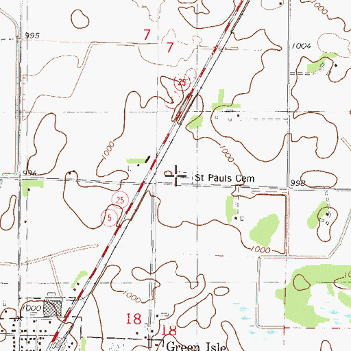 Topographic Map of Saint Pauls Cemetery, MN