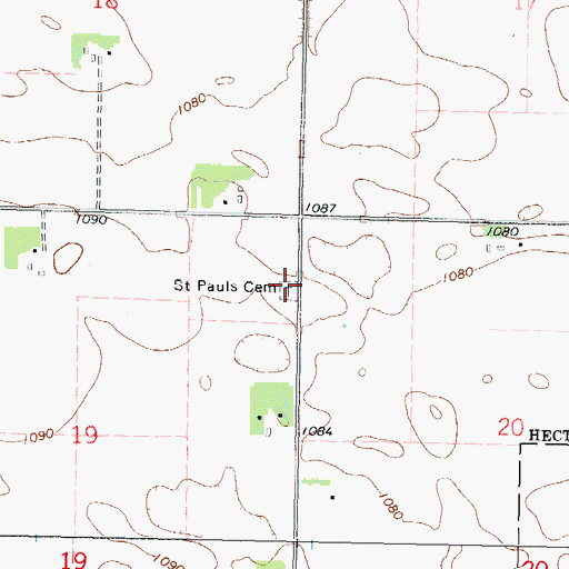 Topographic Map of Saint Pauls Cemetery, MN